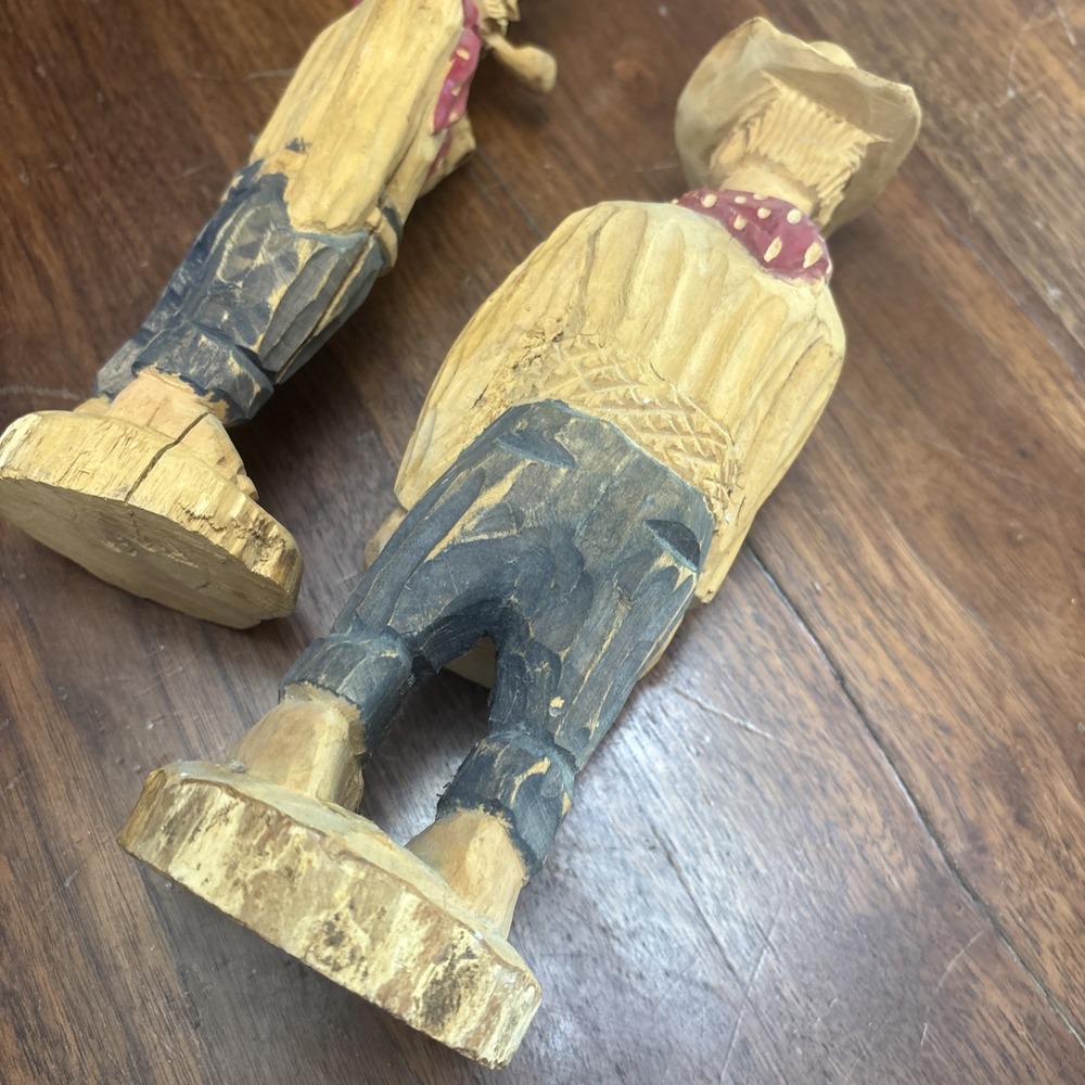 VTG Hand Carved Figures Grandpa Farmer Cowboy Hand Signed Painted Western Decor - Picture 4 of 9